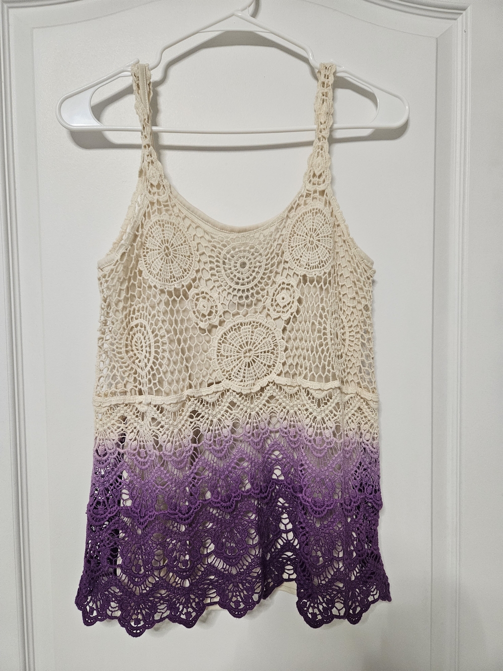 INC International Concepts Cream to Purple Crochet Ombre Camisole
